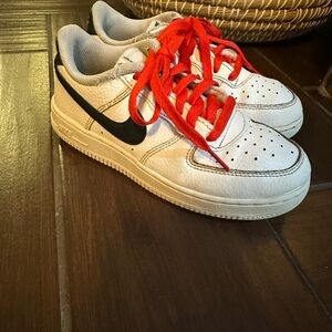Nike AF1‎ White Sneakers with Red Laces